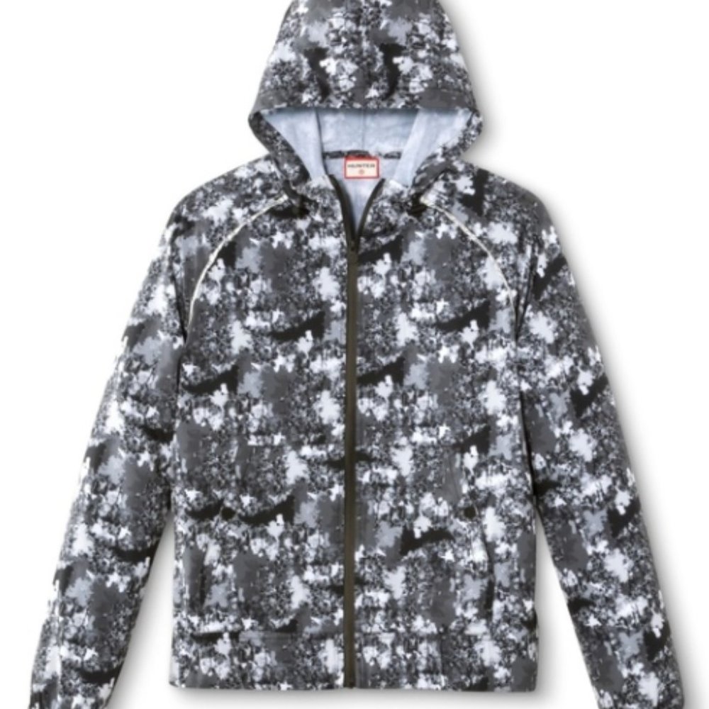 HUNTER Full-Zip Camo Hoodie Track Jacket Gray